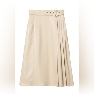 NWT Petite Studio Kinsley Vegan Leather Skirt - Cream